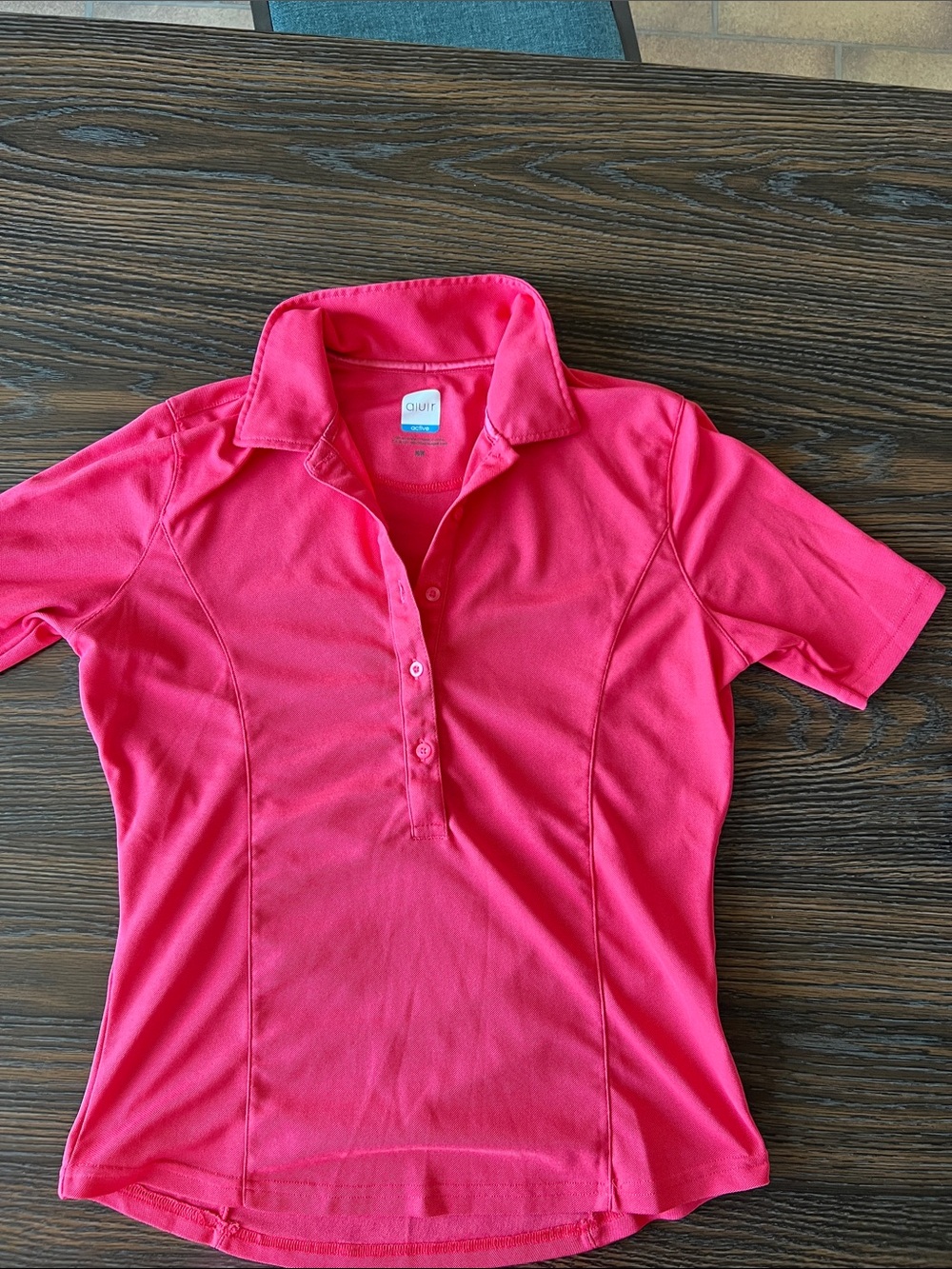 Women's Pink Polo Shirt with Button Placket